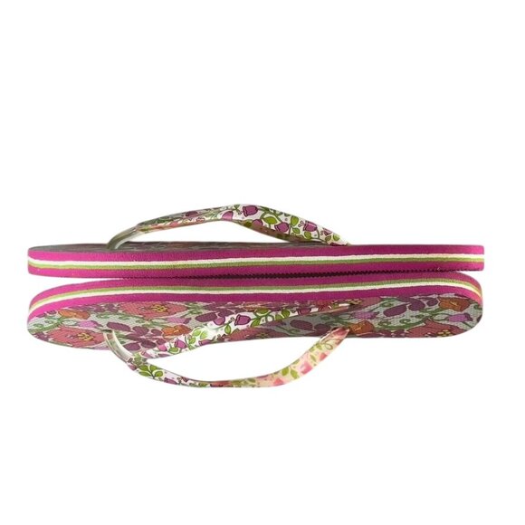 Vera Bradley Lilli Bell Floral Flip Flops Size 10 Pink & White Multicolor Design - Picture 6 of 11
